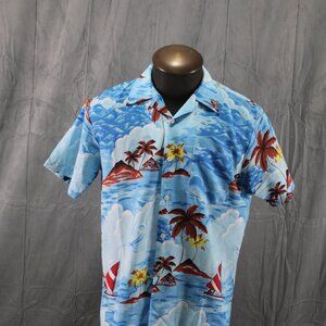 Vintage Hawaiian Shirt - Wind Surfer Graphic by Joseph Laurin - Men's Medium